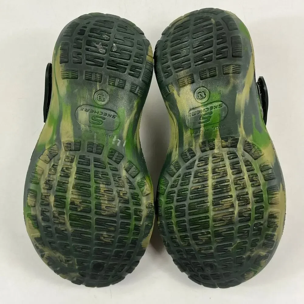 Skechers Clog Sandal Foamies Koolers Swurlz Sz13 Green Camo Water Shoes Slip On